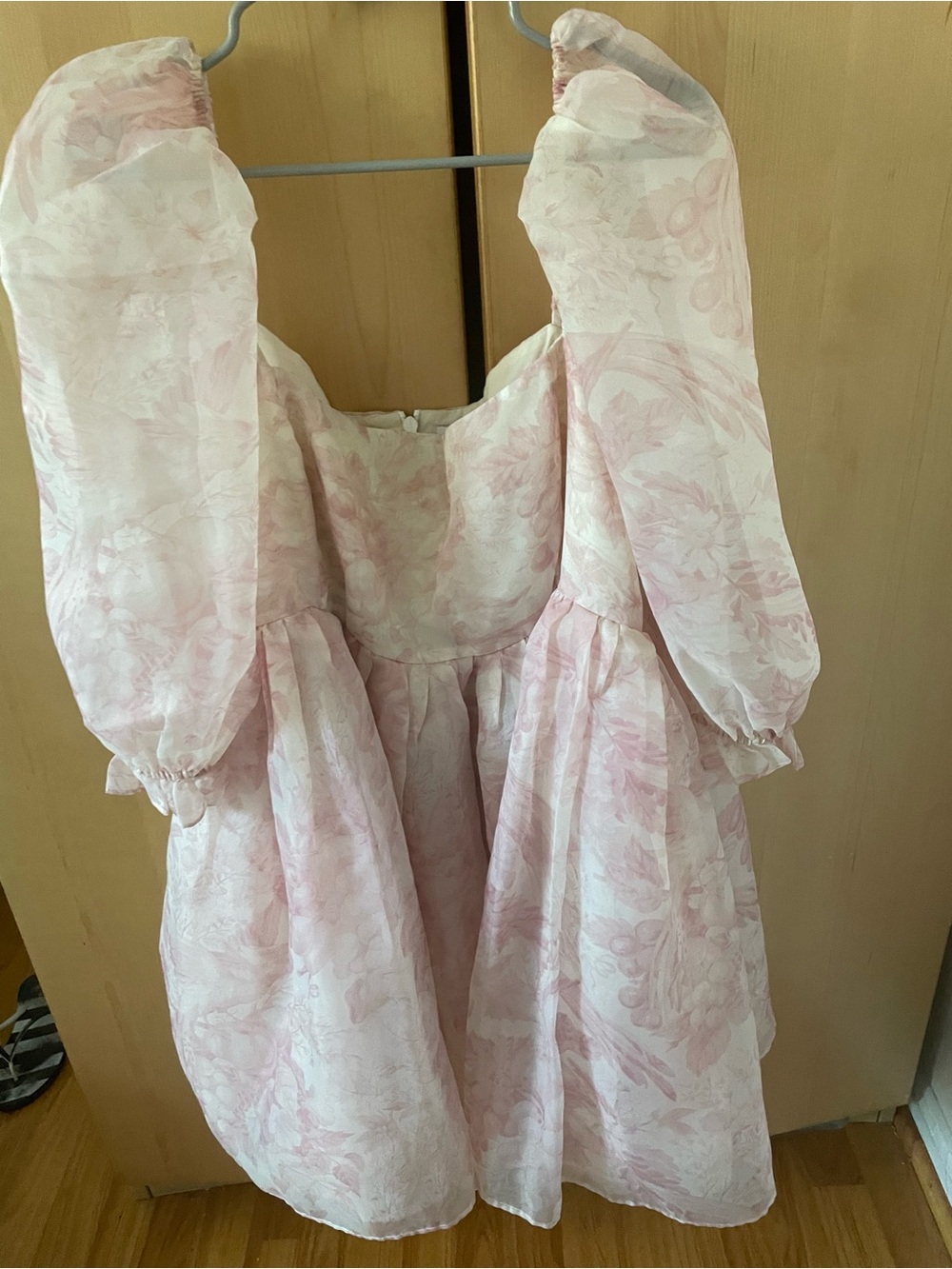 Selkie Pale Pink Floral Puff-Sleeve Mini Dress 3XL
